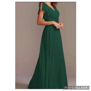 David’s Bridal Flutter Sleeve Full Skirt Bridesmaid Dress in Gem